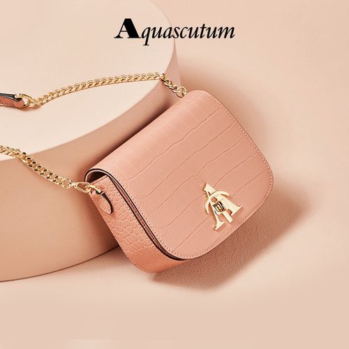 雅格狮丹(aquascutum)单肩包女2021新包盖式通勤包包女包撞色时尚休闲