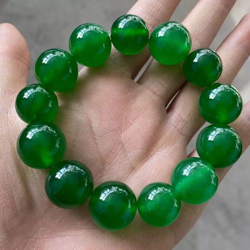 高冰帝王绿辣绿祖母绿翡翠玉手串珠子圆润饱满通透特价翡翠处理14