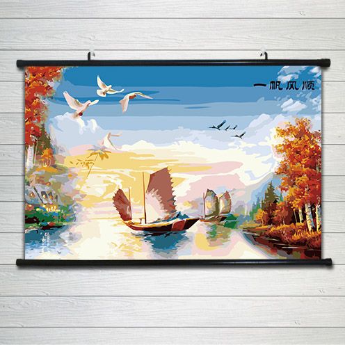 玄关装饰画玄关画横版过道墙面进门走廊挂画客厅背景墙一帆风顺画