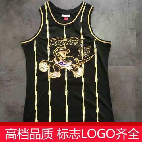 猛龙 15#卡#特 复古大龙 98-99 mn黑金密绣刺绣球衣篮球服