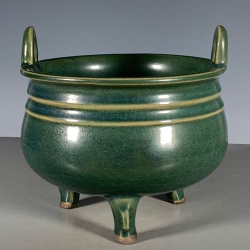 古董古玩旧货老货古瓷杂项宋越窑青瓷三足双耳香炉全品收藏老瓷