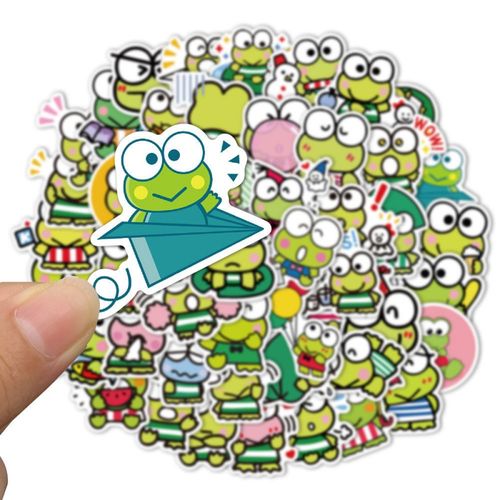 50张动画kero kero keroppi涂鸦贴纸可爱小青蛙行李箱防水贴