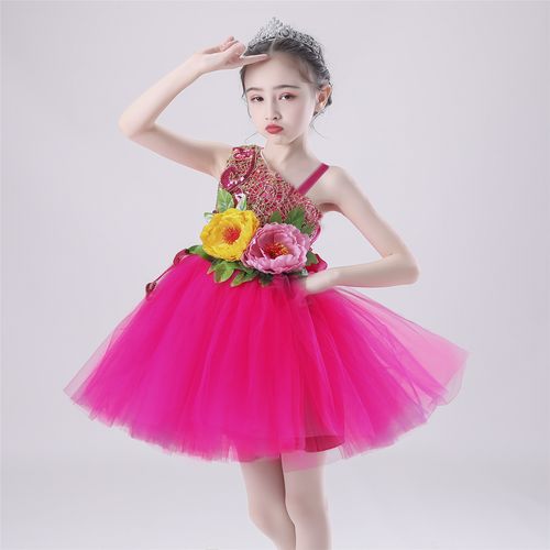 女童幼儿舞蹈服公主裙蓬蓬纱裙花仙子演出服小学生舞台表演合唱服