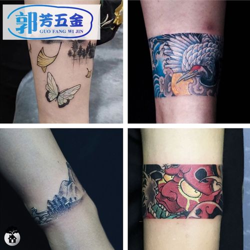 防水 男女持久遮疤浮世绘水墨海浪手臂原创臂环纹身贴