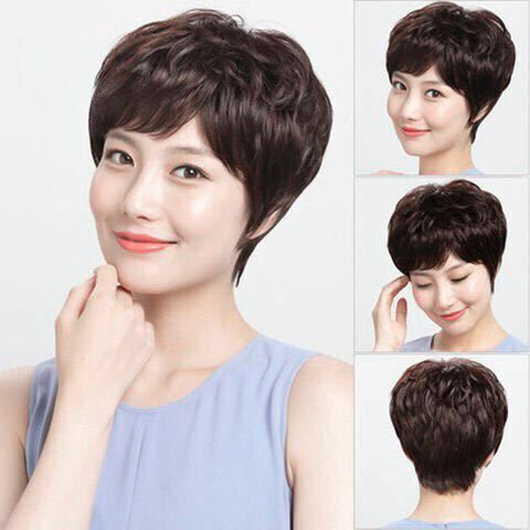 假发女短发短卷发中老年女士假发套自然逼真妈妈发型透气整顶假发