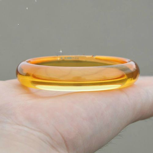 巴西黄水晶光面手镯 精美时尚女饰水晶手环 内径53-54mm)