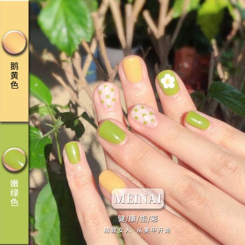 甲油胶2019新款流行美甲泫雅风显白牛油果绿嫩绿色鹅
