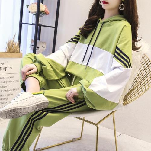 女生运动套装秋款初中生韩版中学生连帽卫衣两件套大童女孩休闲服