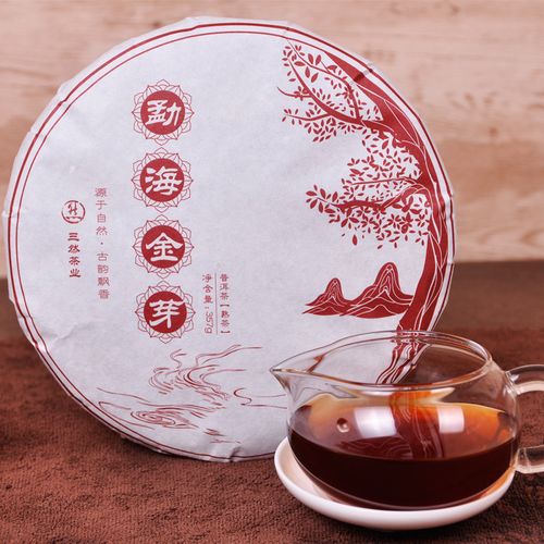 2018勐海金芽普洱茶熟茶357克宫廷普洱
