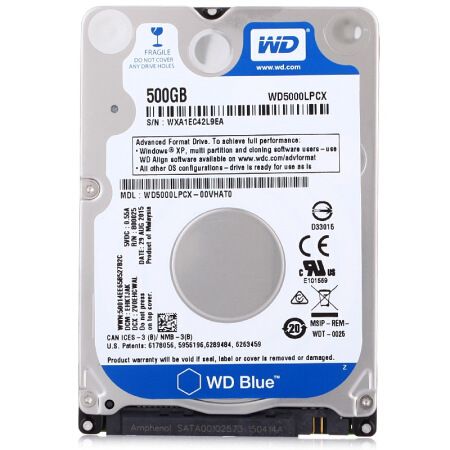 wd/西数 wd5000lpcx 500g笔记本机械硬盘sata3 7mm 2.5寸蓝盘游戏
