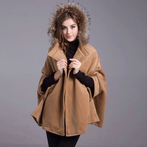 木瓜牛奶2021新款秋冬款斗篷加厚呢子大衣连帽毛呢宽松斗篷外套