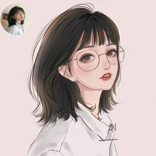 手绘头像定制原创水晶风画师约稿漫画卡通设计情侣照片微信画头像 淡