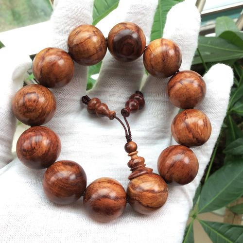 海南黄花梨糠梨2.0山水纹男式佛珠手串