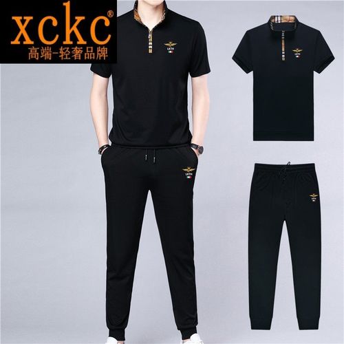 x ck c意大利国际轻奢侈品牌男装中年男士运动休闲套装夏季短袖t恤