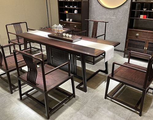 新中式现代简约禅意黑檀木泡茶桌椅组合办公室功夫茶台实木茶桌