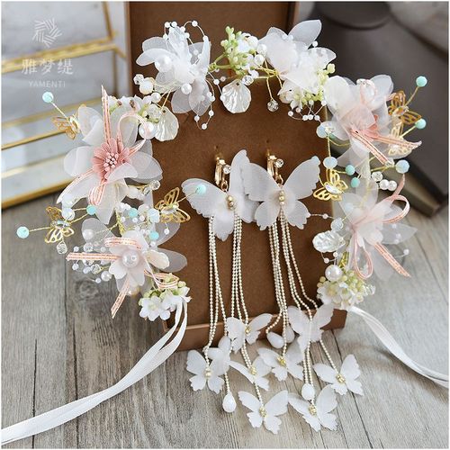 雅梦缇新款仙气新娘头饰森系仙美娟纱头花韩式甜美发箍婚纱礼服影