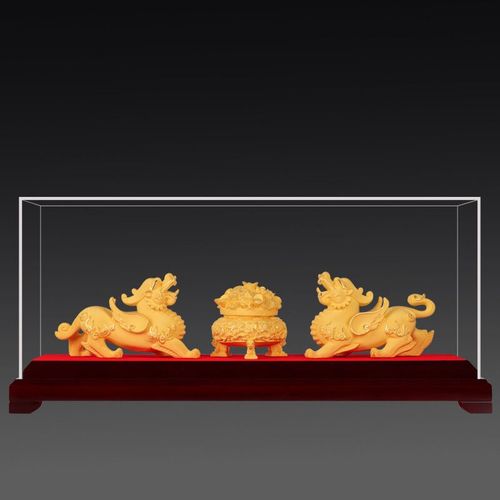 囍善缘绒沙金摆件富贵貔貅公司店铺开业招财礼物乔迁