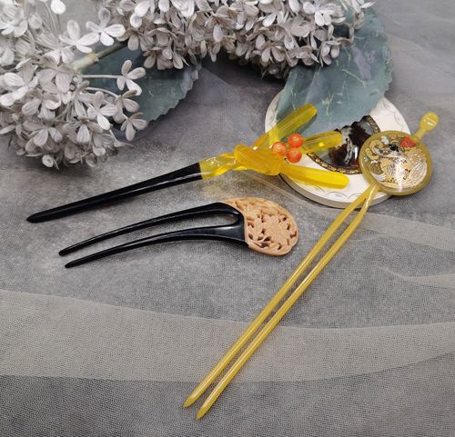 日本回流vintage昭和明治螺钿树脂仿有机甲和服汉服发簪簪子发饰