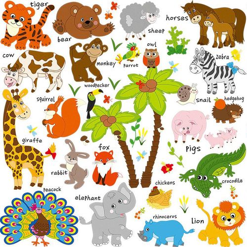 卡通小动物墙贴纸宝宝早教儿童房间墙壁贴画幼儿园墙面装饰小图案