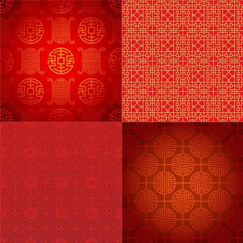 w8078 eps矢量图中国传统新年喜庆节日红色古典图案纹理背景设计