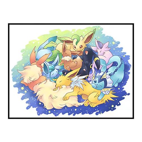 伊布家族十字绣钻石画绣砖石画宠物小精灵手工刺绣线绣满钻贴钻