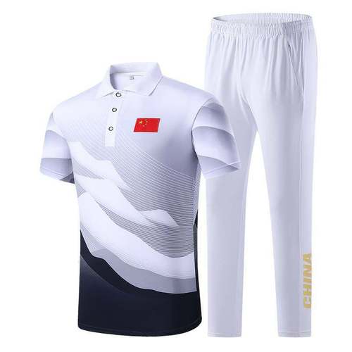 新品短袖t恤长裤套装运动员训练体育生教练团体服装入场领奖服