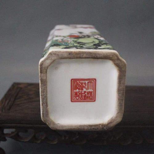 大清乾隆年制粉彩花鸟笔筒仿古陶瓷家居装饰展柜摆件收藏做旧