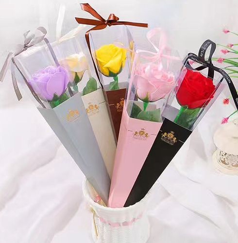 烫金pcv单支花盒 玫瑰康乃馨一支花包装盒礼盒包装