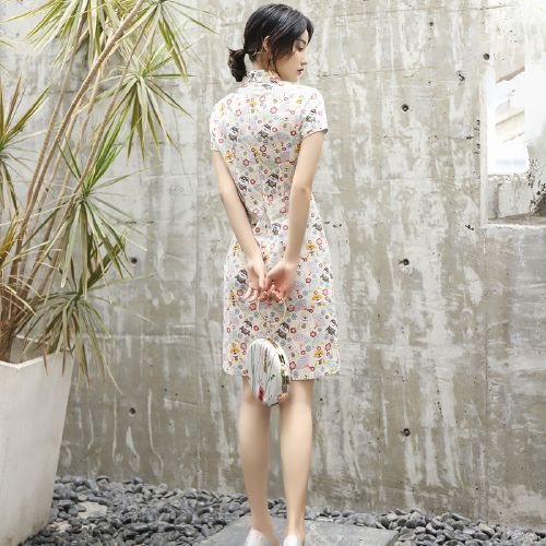 苏州旗袍2020秋季新款时尚改良年轻少女款棉短款旗袍