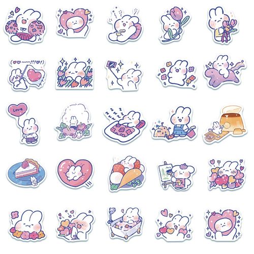 行李箱贴纸 卡通可爱小兔行李箱贴纸笔记本电脑手机手帐ipad水杯装饰