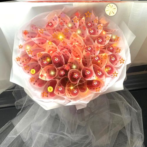 情人节一束花送女朋友有钱花花束材料女生放钱的生日礼物小众高级