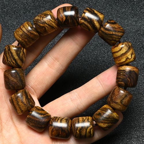 印尼花奇楠手串 沉香木虎斑纹佛珠20/25mm情侣精工小孔厂家直销