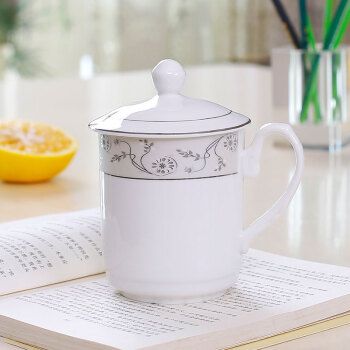 arst雅诚德陶瓷杯带盖茶杯td介杯会议办公室泡茶杯子水杯家用商务