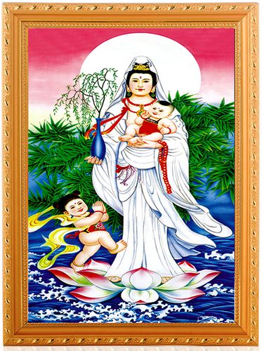 送子观音菩萨像  高清3d立体佛画像 包邮可订做