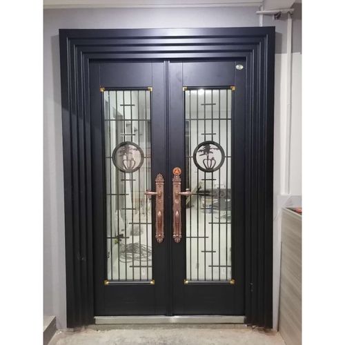 大门农村自建房欧式中式防盗铝合金阳台双开玻璃锌合金进户门 款式1