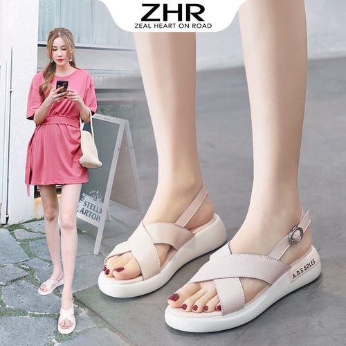 zhr真皮凉鞋女夏时尚外穿厚底增高凉鞋女2022新款运动凉鞋女学生