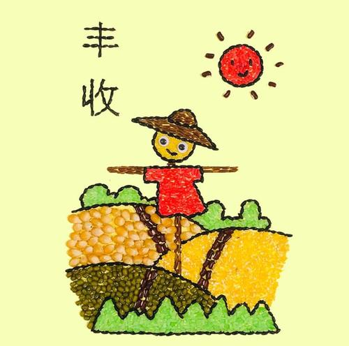 小学生画半成品黏贴画手工秋天场a新颖暖a4的主题秋意