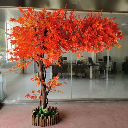 仿真红枫树 防水防晒过胶枫叶 假树橱窗客厅酒店装饰摆放红枫树