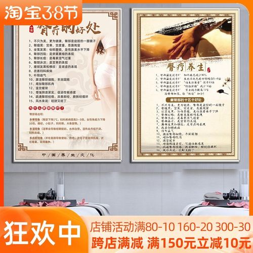 中医养生挂画臀部保养经络穴位图美容院臀疗的好处宣传图广告贴纸