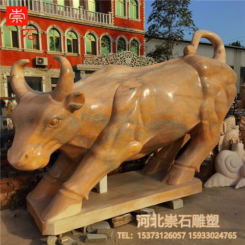 青石雕牛石刻斗牛头雕刻十二生肖牛旺市牛镇宅风水华尔街牛摆件