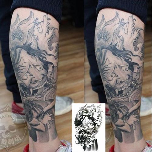 纹身贴防水男刹车印般若纹身贴 花臂小腿纹身贴逼真