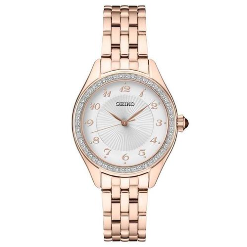seiko/精工女手表石英钢带玫金色防水29mm礼物腕表11437123