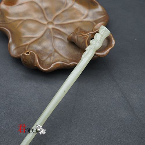 和田玉龙头发簪玉簪仿古雕刻簪子青白玉男女款头饰古风汉服发饰