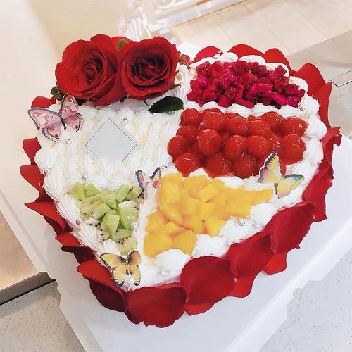 京集 玫瑰花七夕节水果生日蛋糕8寸 送女友老婆表白求婚纪念日同城