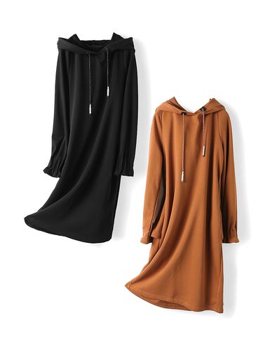 商场品牌女装折扣2022春【禾系列】专柜599元休闲连帽卫衣连衣裙