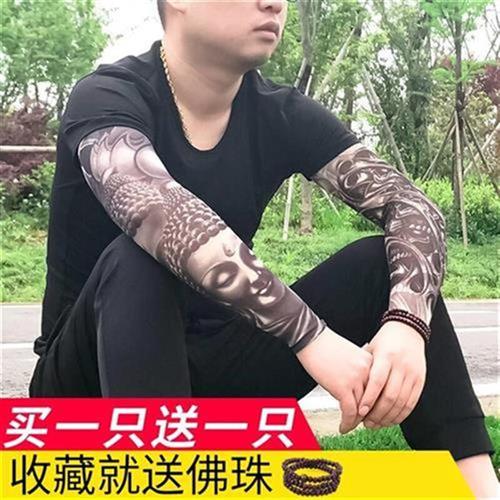 纹身袖套防晒花臂胳膊防r护女士透气百搭护袖超薄自u行z车骑手加
