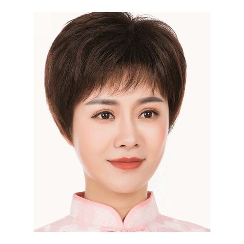 50岁妈妈假发女短发中老年透气轻薄全头套发型发丝.