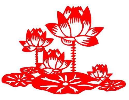 fe63党风廉政建设宣传剪纸窗花装饰画文化墙廉洁墙贴荷花莲花成品