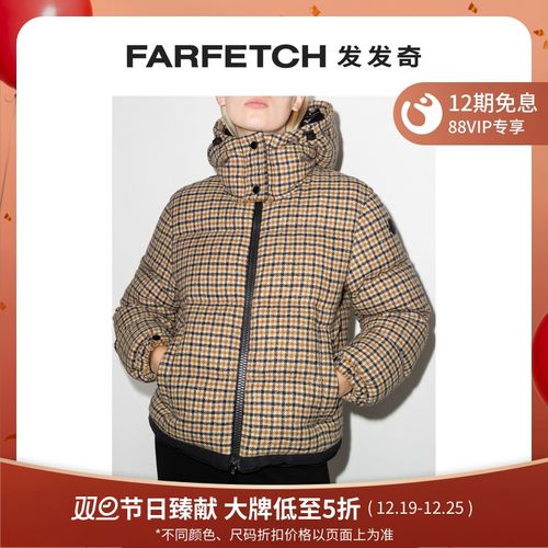 moncler女士bugrane 格纹蓬松夹克farfetch发发奇