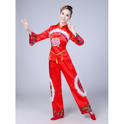 东北二人转演出的衣服新款秧歌服服广场舞服装新款套装秋冬季女成人红